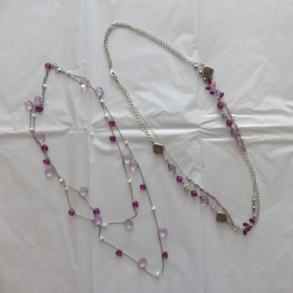 Purple Beaded Necklaces Bundle